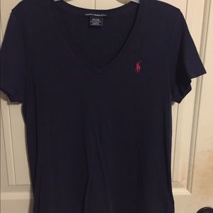 navy polo v neck tee